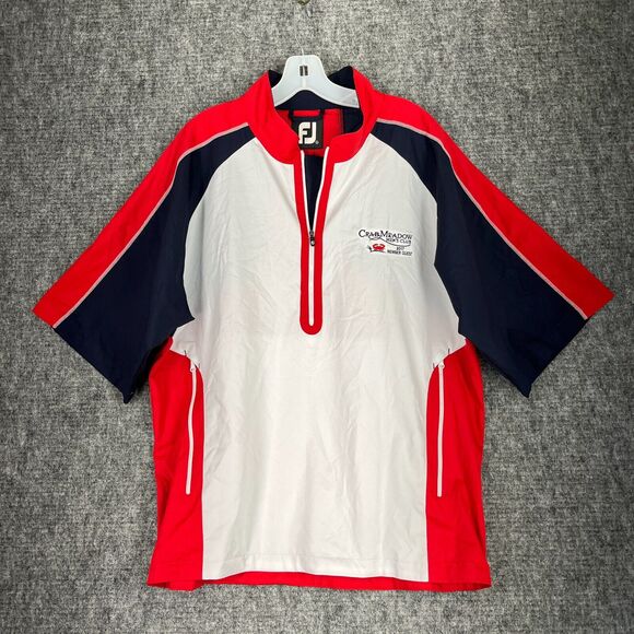 FootJoy Windbreaker Mens Large Red Short Sleeve Crab Meadow Mens Club Gentlemens - Picture 1 of 9